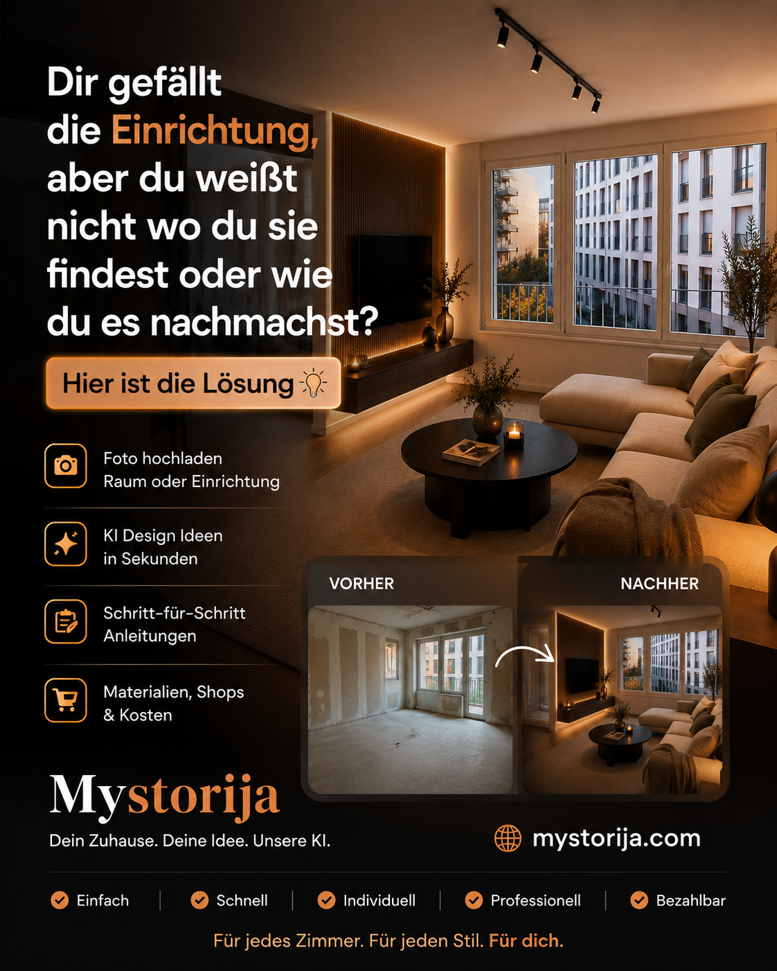Mystorija – Vorher Nachher KI Makeover